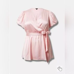 Torrid Babydoll Satin Surplice Blouse